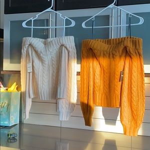 2 forever 21 off shoulder sweaters NWT